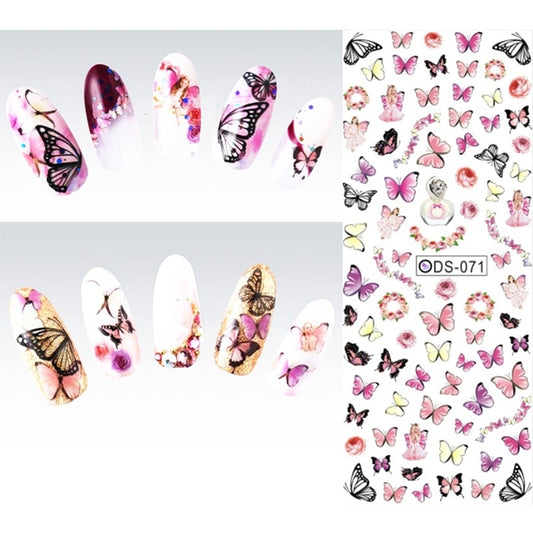DS71-76 5 PCS 6 Patterns DIY Design Beauty Water Transfer Nails Art Sticker Nail Art Decoration Accessories, Random Color Delivery, Without Nails, DS71-76