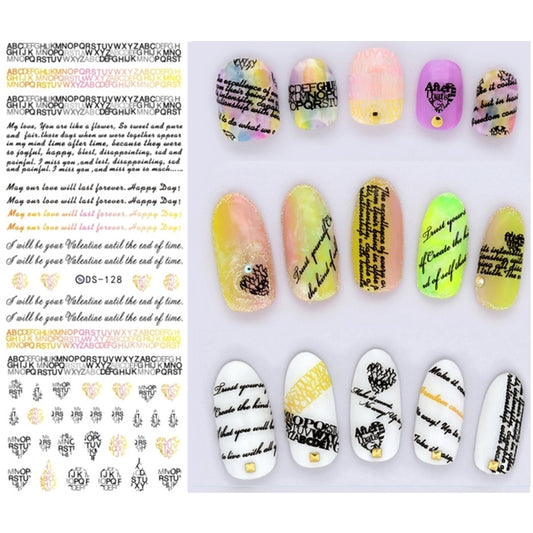 DS116-134 5 PCS 13 Patterns DIY Design Beauty Water Transfer Harajuku Nails Art Sticker Nail Art Decoration Accessories, Random Color Delivery,Without Nails, DS116-134