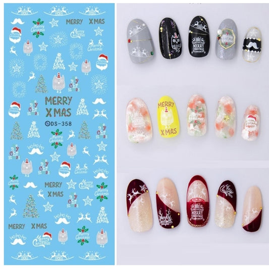 DS358-366 5 PCS 9 Patterns DIY Design Beauty Water Transfer Harajuku Nails Art Sticker Nail Art Decoration Accessories, Random Color Delivery, Without Nails, DS358-366