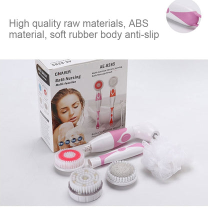 Multi-function Electric Waterproof Bath Cleansing Brush Long-handled Massage Brush, with 4 Brush Heads