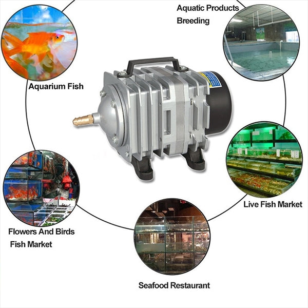 ACO-004 58W 75L/Min Electromagnetic Air Pump Compressor Seafood Fish Tank Increase Oxygen Air Flow Spliter, US Plug, ACO-004