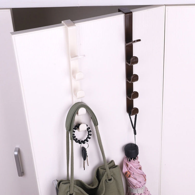 4pcs Multifunctional Vertical Style Bathroom Kitchen Wall Door Wardrobe Hanger Umbrella Clothes Towel Hook with 5 Hooks, Random Color Delivery