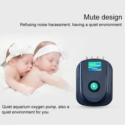 مضخة هواء أكسجين لحوض السمك SOBO SB-988، 12 واط، 4 منافذ، تدفق قابل للتعديل، صامتة، مضخة هواء أكسجين لحوض السمك، SOBO SB-988