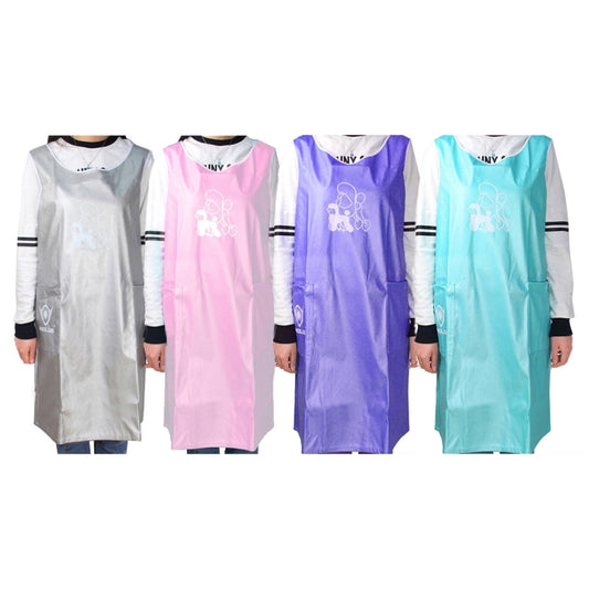 Sleeveless Pet Apron Beauty Gown Pet Grooming Beautician Smock Waterproof Clothing Pet Store Aprons,M, Length: 93cm, Size:M Color:Silver