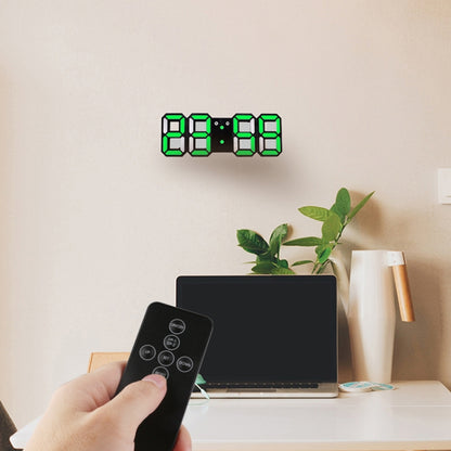 ساعة منبه رقمية حديثة ثلاثية الأبعاد مع تحكم صوتي LED ملون، قابلة لضبط السطوع، ساعة حائط إلكترونية مضيئة مع جهاز تحكم عن بعد، 9001 أسود، 9001 أبيض