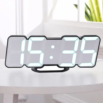 ساعة منبه رقمية حديثة ثلاثية الأبعاد مع تحكم صوتي LED ملون، قابلة لضبط السطوع، ساعة حائط إلكترونية مضيئة مع جهاز تحكم عن بعد، 9001 أسود، 9001 أبيض