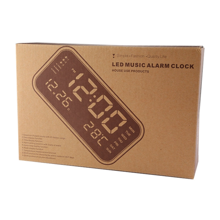 Multi-functional Large Screen LED Digital Music Alarm Clock with Time / Week / Temperature / Calendar Display & Remote Control, DC 5V, Music Alarm Clock