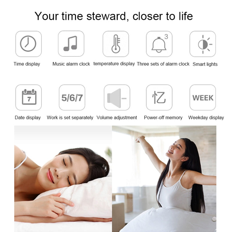 Multi-functional Large Screen LED Digital Music Alarm Clock with Time / Week / Temperature / Calendar Display & Remote Control, DC 5V, Music Alarm Clock