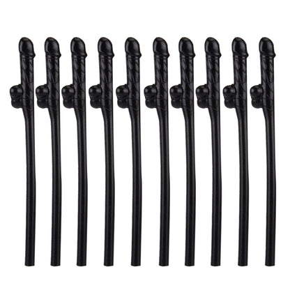 10 PCS Dicky Sipping Straw, Length: about 19cm, Dicky Sipping Straw(Black)