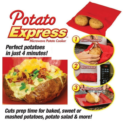 Washable Reusable Microwave Potato Cooker Bag (Cooks Up to 4 Potatoes At The Same Time), Size: 26.7*17.6cm, Potato Cooker Bag