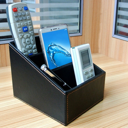 PU Leather Three Grid Desktop Organizer Box Remote Controllers Storage Box Case Sundries Box, HC1665A, HC1665B