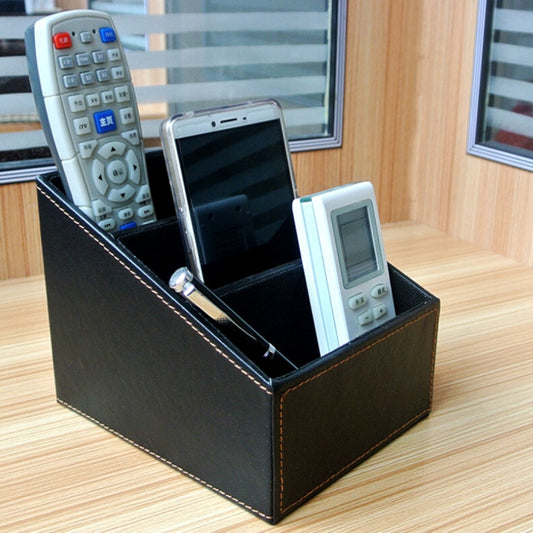 PU Leather Three Grid Desktop Organizer Box Remote Controllers Storage Box Case Sundries Box, HC1665A, HC1665B