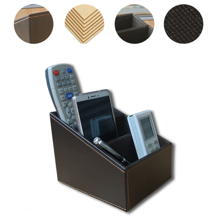 PU Leather Three Grid Desktop Organizer Box Remote Controllers Storage Box Case Sundries Box, HC1665A, HC1665B