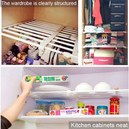 Wardrobe Storage Layered Baffle Cabinet Shelf Dormitory Partition Cupboard Partition Board, Width: 24cm, Stretch Range: 50-80cm, Stretch Range:50-80cm
