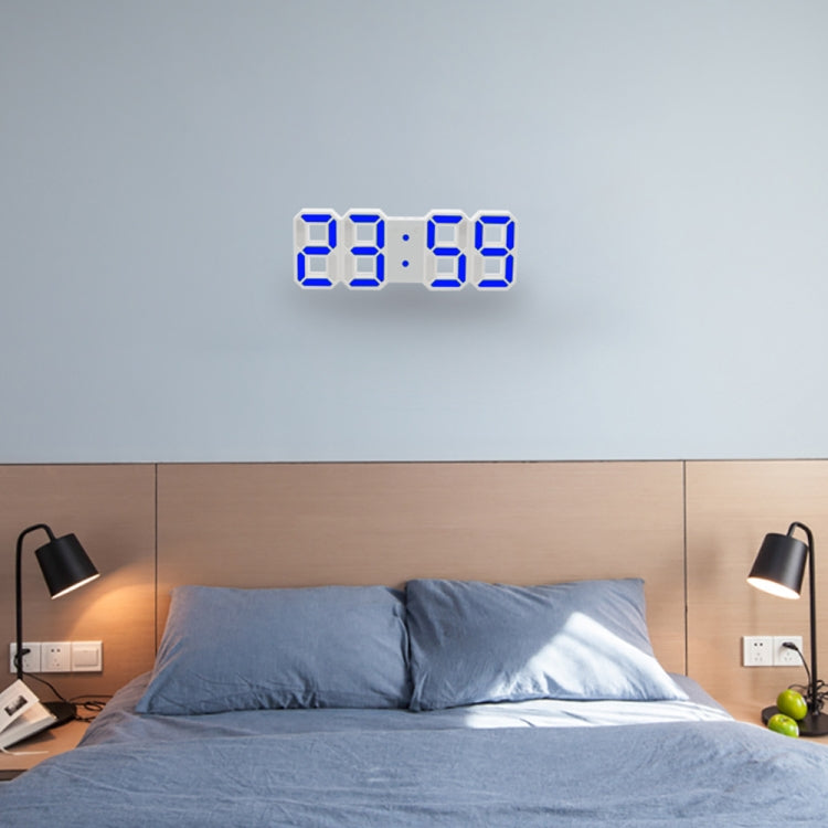 Multi-Function Large 3D LED Digital Wall Alarm Clock with Snooze Function, 12/24 Hours Display for Home, Kitchen, Office, DC 5V, CE Certificated, White Body White Characters, White Body Green Characters, White Body Blue Characters����������������������...