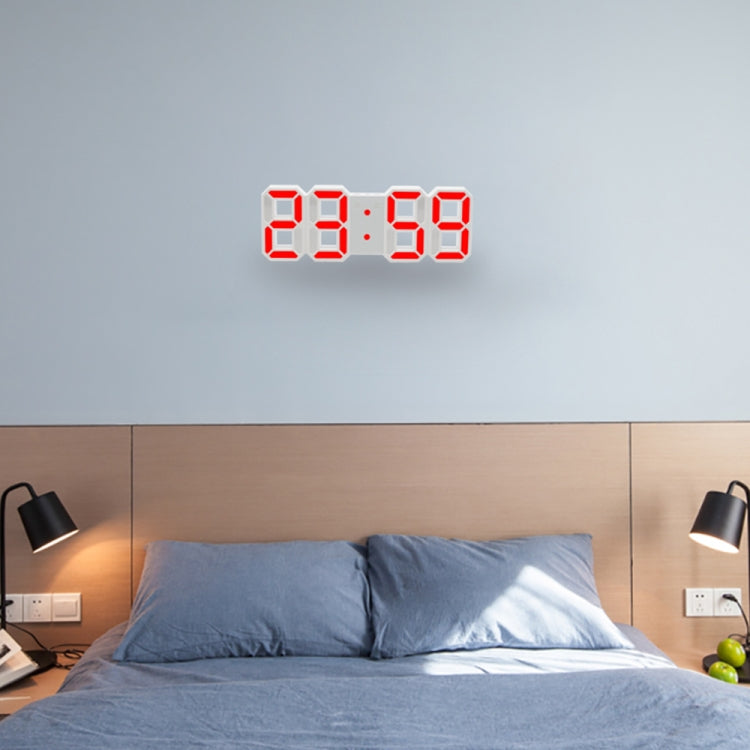 Multi-Function Large 3D LED Digital Wall Alarm Clock with Snooze Function, 12/24 Hours Display for Home, Kitchen, Office, DC 5V, CE Certificated, White Body White Characters, White Body Green Characters, White Body Blue Characters����������������������...