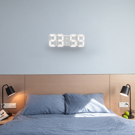 Multi-Function Large 3D LED Digital Wall Alarm Clock with Snooze Function, 12/24 Hours Display for Home, Kitchen, Office, DC 5V, CE Certificated, White Body White Characters, White Body Green Characters, White Body Blue Characters����������������������...
