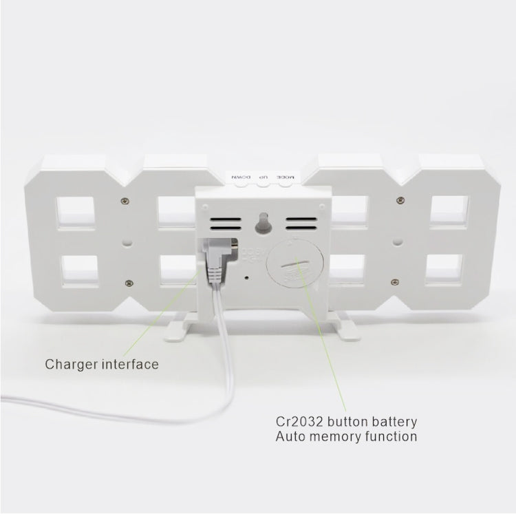 Multi-Function Large 3D LED Digital Wall Alarm Clock with Snooze Function, 12/24 Hours Display for Home, Kitchen, Office, DC 5V, CE Certificated, White Body White Characters, White Body Green Characters, White Body Blue Characters����������������������...