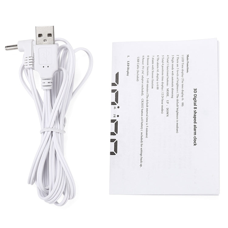 Multi-Function Large 3D LED Digital Wall Alarm Clock with Snooze Function, 12/24 Hours Display for Home, Kitchen, Office, DC 5V, CE Certificated, White Body White Characters, White Body Green Characters, White Body Blue Characters����������������������...
