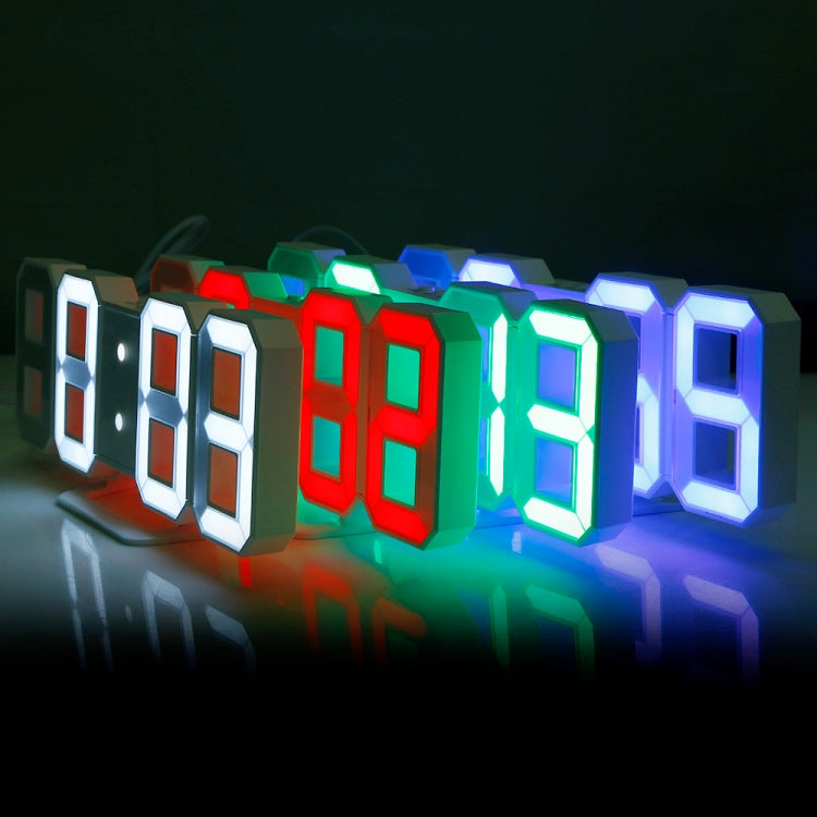 Multi-Function Large 3D LED Digital Wall Alarm Clock with Snooze Function, 12/24 Hours Display for Home, Kitchen, Office, DC 5V, CE Certificated, White Body White Characters, White Body Green Characters, White Body Blue Characters����������������������...
