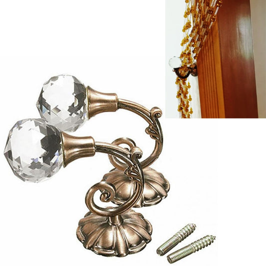 1 Pair Vintage Crystal Flower Barb Curtain Decoration Wall Hook, 1 Pair Bronze, 1 Pair Purplish Red