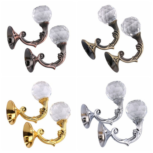 1 Pair Vintage Crystal Flower Barb Curtain Decoration Wall Hook, 1 Pair Bronze, 1 Pair Purplish Red