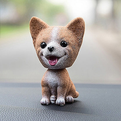 Shaking Head Dog Car Ornaments Resins Lovely Cartoon Dog New Year Gifts with Double-sided Adhesive Tape, Bulldog Cartoon Dog, Husky Dog Cartoon Dog, Corgi Dog Cartoon Dog, White Teddy Cartoon Dog, Brown Teddy Cartoon Dog, Yellow Teddy Cartoon Dog������...