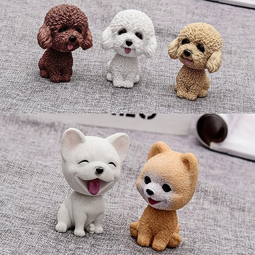 Shaking Head Dog Car Ornaments Resins Lovely Cartoon Dog New Year Gifts with Double-sided Adhesive Tape, Bulldog Cartoon Dog, Husky Dog Cartoon Dog, Corgi Dog Cartoon Dog, White Teddy Cartoon Dog, Brown Teddy Cartoon Dog, Yellow Teddy Cartoon Dog������...