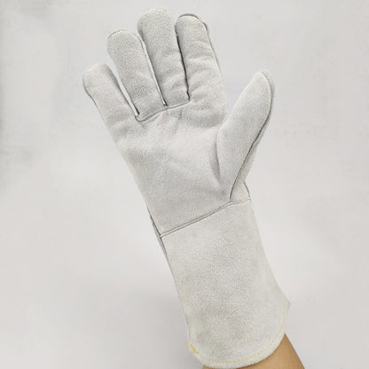 246# Wear-Resistant Full Two-layer Leather Insulation Gloves High Temperature Welding Welder Gloves Leather Work Protection, Size: 34*16cm, 246#