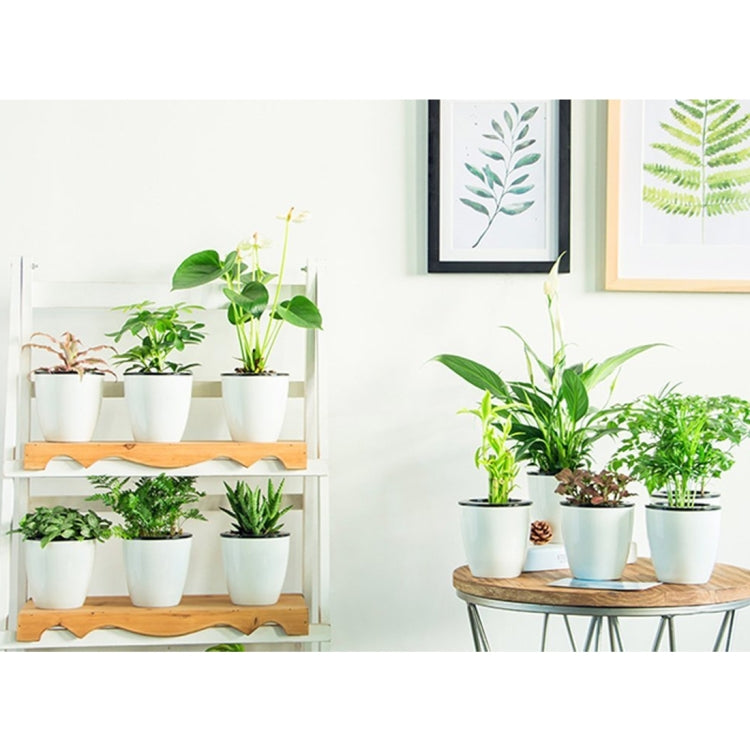 Lazy Flower Pots Automatic Water-absorbing Hydroponic Potted Plants Circular Resin Plastic Flower Pots Double-layer Design Self Watering Planter, Diameter: 13cm, Height: 13.7cm, Diameter: 13cm, Height: 13.7cm