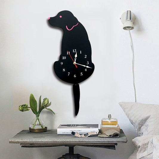 Home Office Bedroom Decoration Battery Operated Dog Shaped Wall Clock with Swinging Tails, Size : 42 x 18cm, Dog (Black), Dog (White)