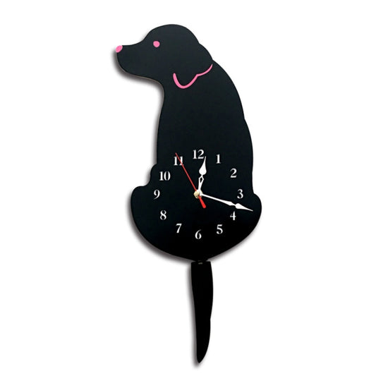 Home Office Bedroom Decoration Battery Operated Dog Shaped Wall Clock with Swinging Tails, Size : 42 x 18cm, Dog (Black), Dog (White)