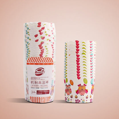 24pcs / Pack Round Lamination Cake Cup Muffin Cases Chocolate Cupcake Liner Baking Cup, Size: 7 x 6  x 5.5cm, Random Color Delivery, 6.8 x 5 x 3.9cm