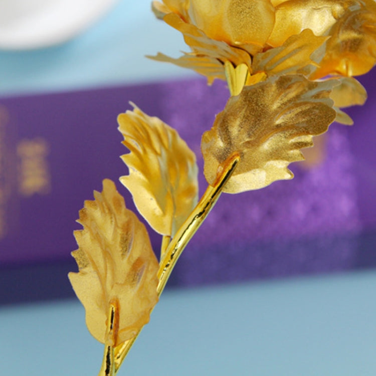 24K Golden Foil Plated Decoration Rose Artificial Flower, Random Color Delivery, 24K Golden Foil Plated