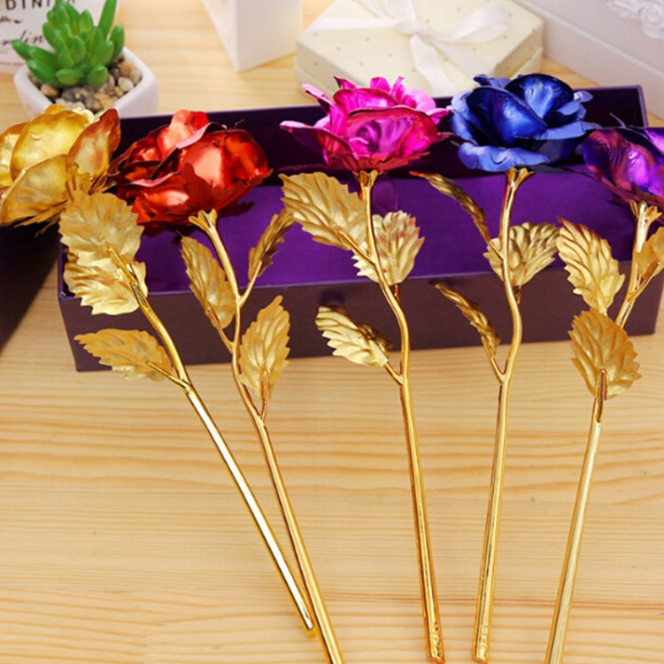 24K Golden Foil Plated Decoration Rose Artificial Flower, Random Color Delivery, 24K Golden Foil Plated