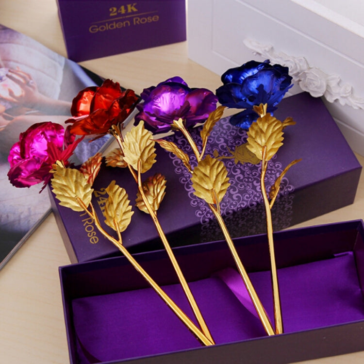 24K Golden Foil Plated Decoration Rose Artificial Flower, Random Color Delivery, 24K Golden Foil Plated