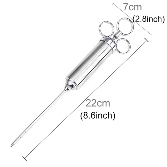 60ml Stainless Steel Syringe Dual Needles Condiment Turkey Meat Injector Cooking Tools, Stainless Steel Marinade Injector