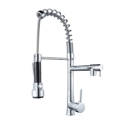 KE6024 Multifunctional Spring Drawing Cold Hot Mixing Water Nozzle Water Filter Adapter Water Purifier Saving Tap, Silver Black