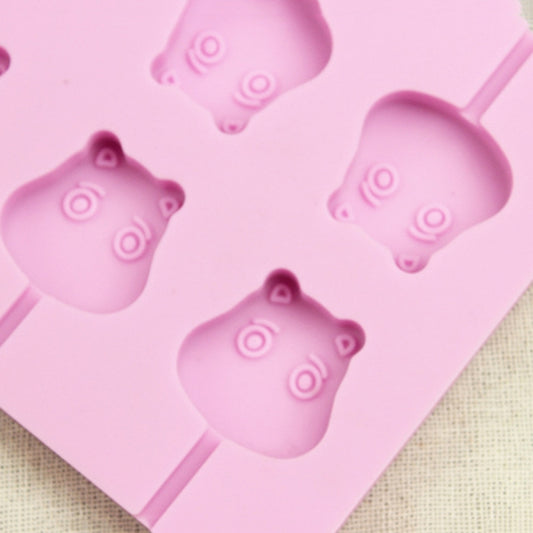 12-Capacity DIY Silicone Chocolate Molds(Lollipop Shape), Cow Shape, Lollipop Shape