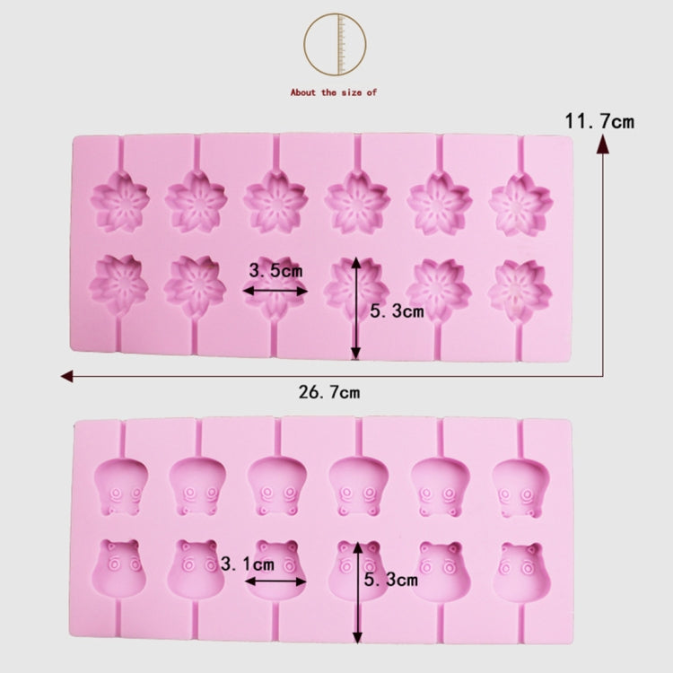 12-Capacity DIY Silicone Chocolate Molds(Lollipop Shape), Cow Shape, Lollipop Shape