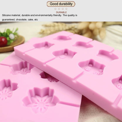 12-Capacity DIY Silicone Chocolate Molds(Lollipop Shape), Cow Shape, Lollipop Shape