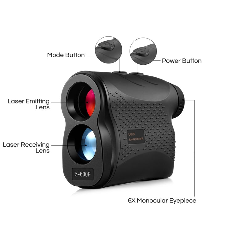 5-600P Handheld Golf Laser Distance Measuring Instrument Telescope Range Finder Distance Measurer, 600m, 5-600m