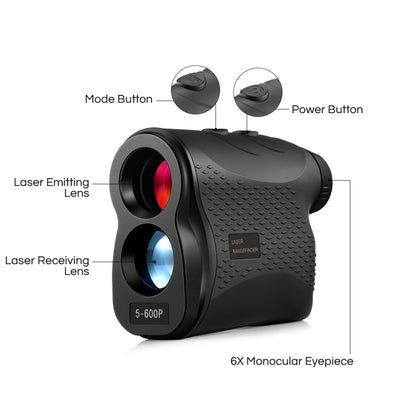 5-600P Handheld Golf Laser Distance Measuring Instrument Telescope Range Finder Distance Measurer, 600m, 5-600m