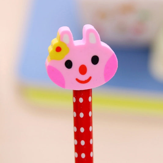 10pcs Creative Stationery Cartoon Animals Series Wooden HB Pencil with Eraser Children Pencils For Kids School Office Supply, Random Color Delivery, HB Pencil with Eraser
