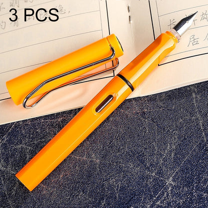 3 PCS School Office Extra Fine Titanium Alloy Nib Transparent Piston Fountain Pen(Black), Random Delivery(0.5mm/0.38mm Nib)