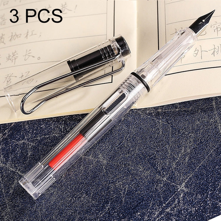 3 PCS School Office Extra Fine Titanium Alloy Nib Transparent Piston Fountain Pen(Black), Random Delivery(0.5mm/0.38mm Nib), HC3328B, HC3328E, HC3328F, HC3328G, HC3328L, HC3328LG, HC3328P, HC3328R, HC3328TE, HC3328TG, HC3328TH, HC3328TL, HC3328TT������...
