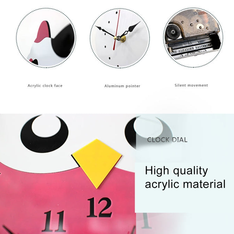 11*10 inch Children Bedroom Room Decor Battery Operated Shaped Mute Non Ticking Round Wall Quartz Clock, Owl