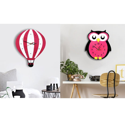 11*10 inch Children Bedroom Room Decor Battery Operated Shaped Mute Non Ticking Round Wall Quartz Clock, Owl
