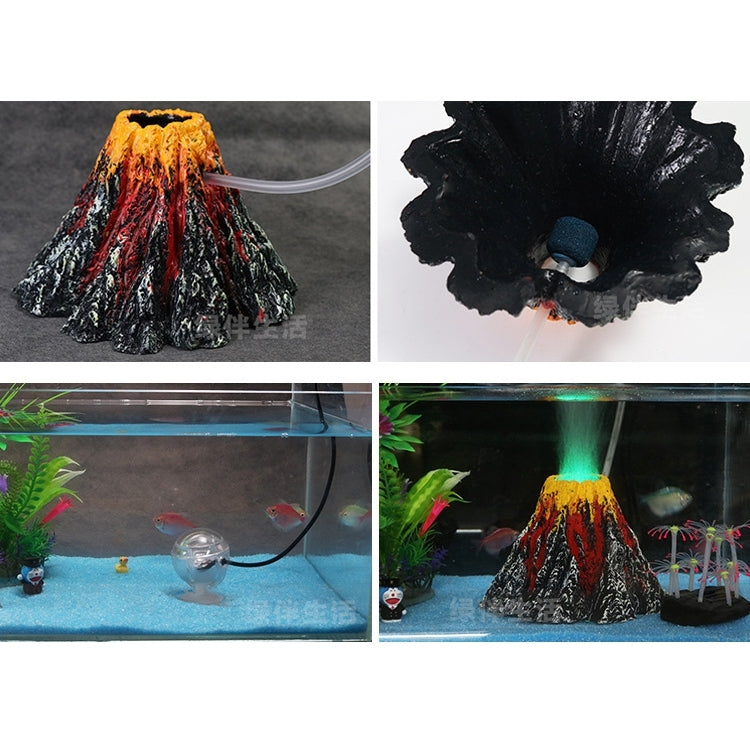 Artificial Tree Plant Grass Fish Tank Decoration Volcano Rock Landscape, Creative Rockery Resin Ornaments Aquarium Air Pump, Size: L, 15*9.5*3.3 cm, Size: L, 15*9.5*3.3 cm