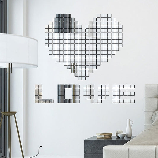 100 PCS Square Crystal Mosaic Mirror Acrylic Stereo Wall Stickers Creative Background Home Living Room Wall Sticker,Size:3*3cm, Size:3*3 Color:Gold, Size:3*3 Color:Silver, Size:3*3 Color:Black